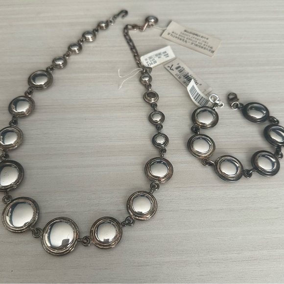 Vintage NEW Reversible Silver & Copper Liz Claiborne Heavy Necklace Bracelet Set - Picture 7 of 10